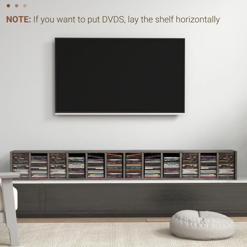 Homcom Set 2 Rafturi CD/DVD Gri inchis – 12 Rafturi, Capacitate 204 CD-uri, 21×22,5×88,5 cm(m-8)