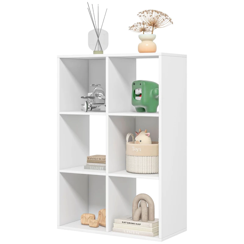 HOMCOM Biblioteca cu 6 Compartimente Cub Alba 91.5x29.5x61.5cm(m-12)