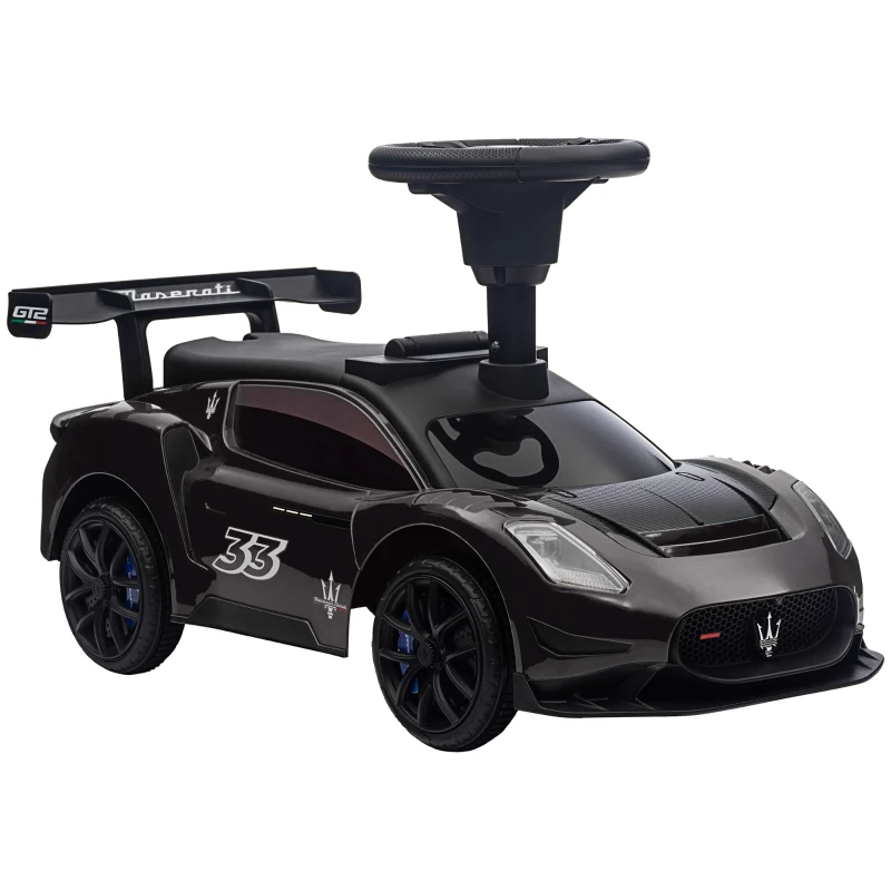 AIYAPLAY Samochodzik Rutschauto Maserati ze schowkiem, Klaksonem & Muzyką, Ciche koła, Dla Dzieci 1,5-5 Lat, Do 25 kg, Czarny