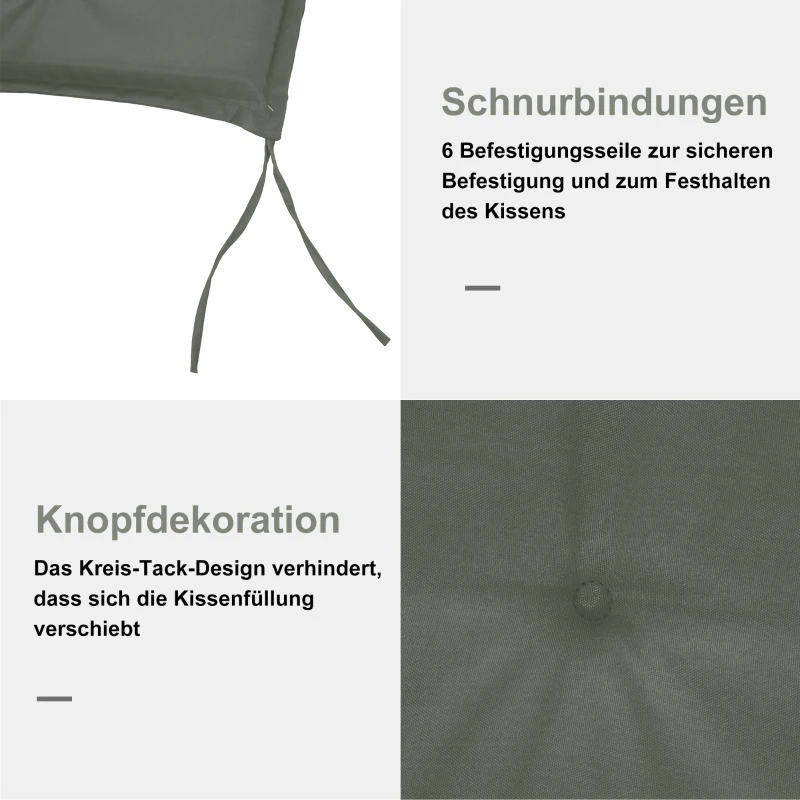 Outsunny Bankauflage, 2er Set, Bankkissen, Sitzkissen für Gartenbank, Polster Polyester Dunkelgrau 120 x B54 x D5 cm
