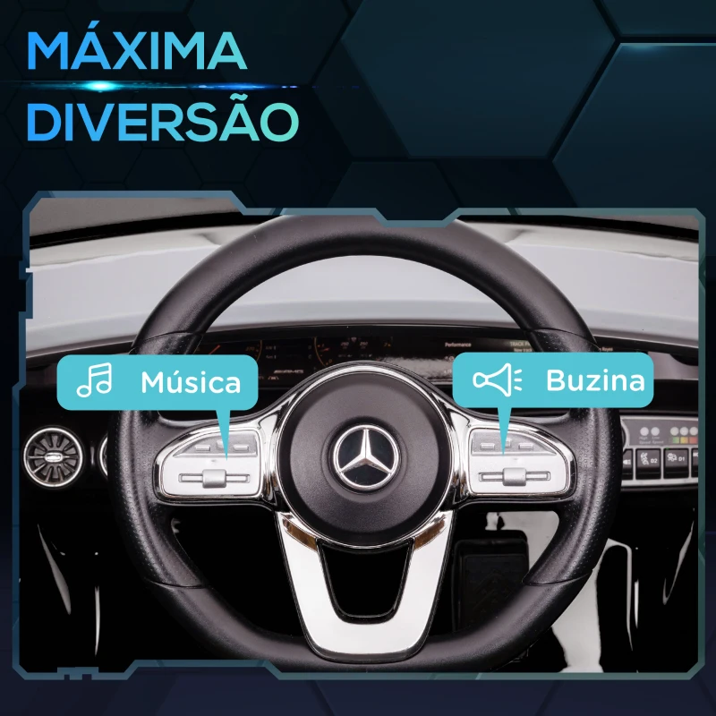 AIYAPLAY Carro Elétrico para Crianças Carro Mercedes AMG CLA 45 com Bateria 12V  Faróis LED Buzina e Música 110x61x45 cm Preto