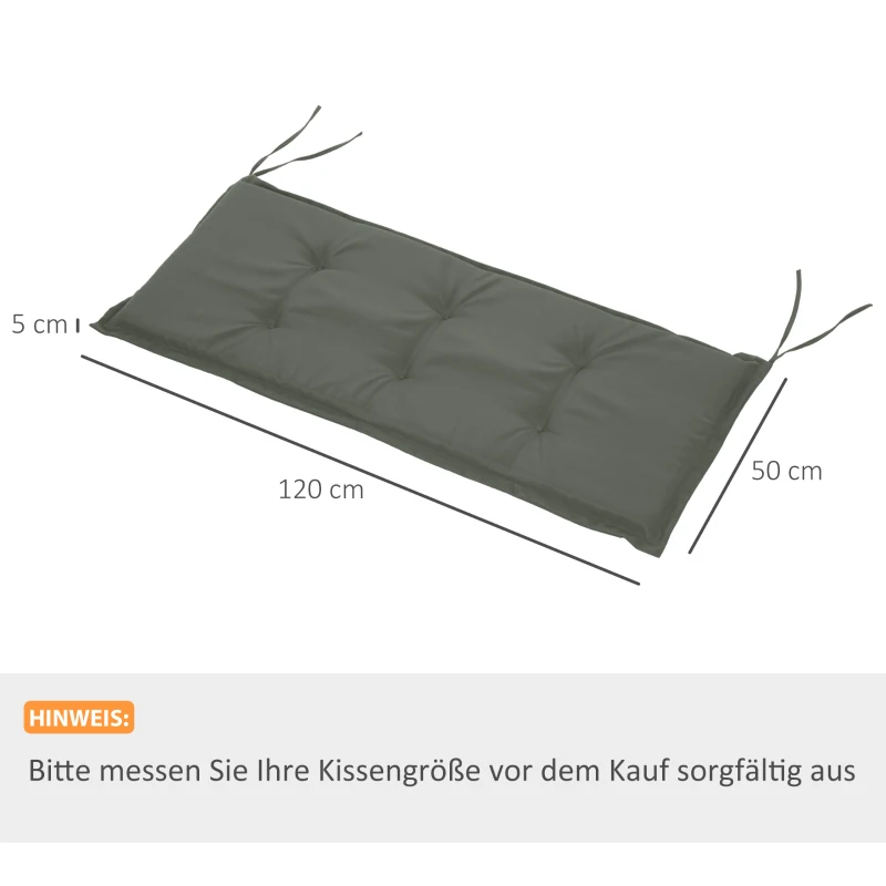 Outsunny Bankauflage, 2er Set, Bankkissen, Sitzkissen für Gartenbank, Polster Polyester Dunkelgrau 120 x B54 x D5 cm