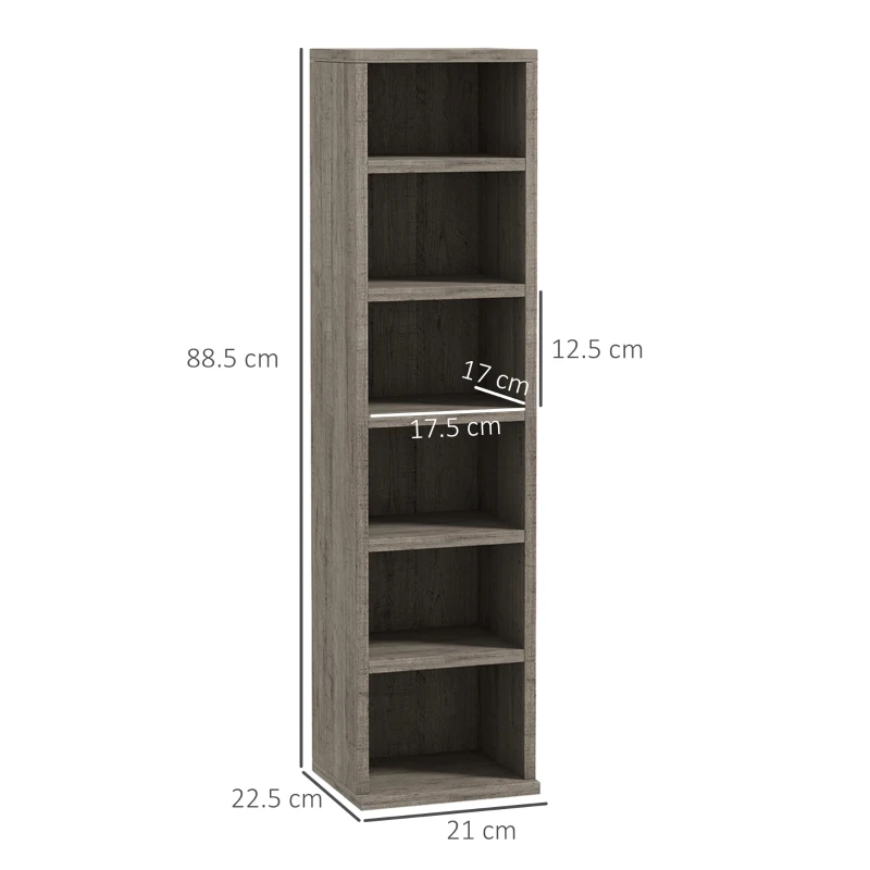 Homcom Set 2 Rafturi CD/DVD Gri inchis – 12 Rafturi, Capacitate 204 CD-uri, 21×22,5×88,5 cm(m-3)