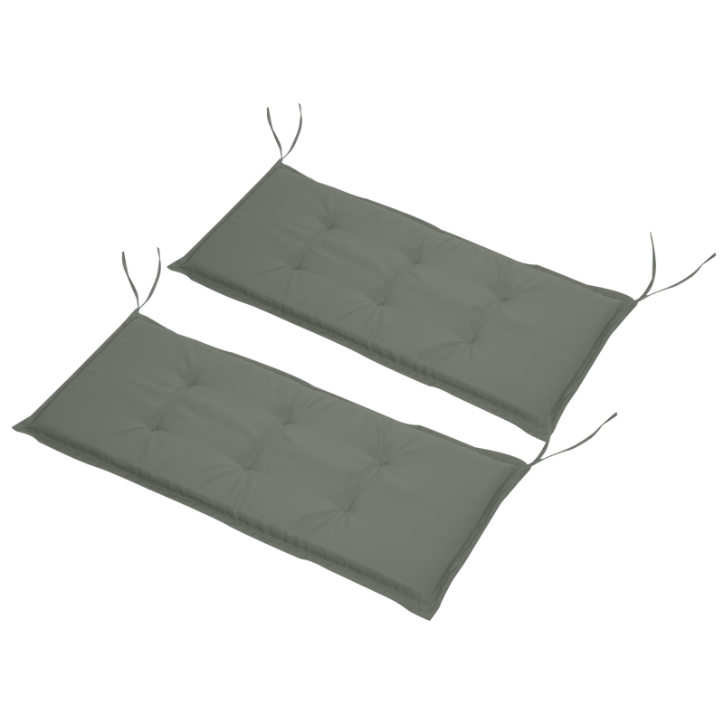 Outsunny Bankauflage, 2er Set, Bankkissen, Sitzkissen für Gartenbank, Polster Polyester Dunkelgrau 120 x B54 x D5 cm