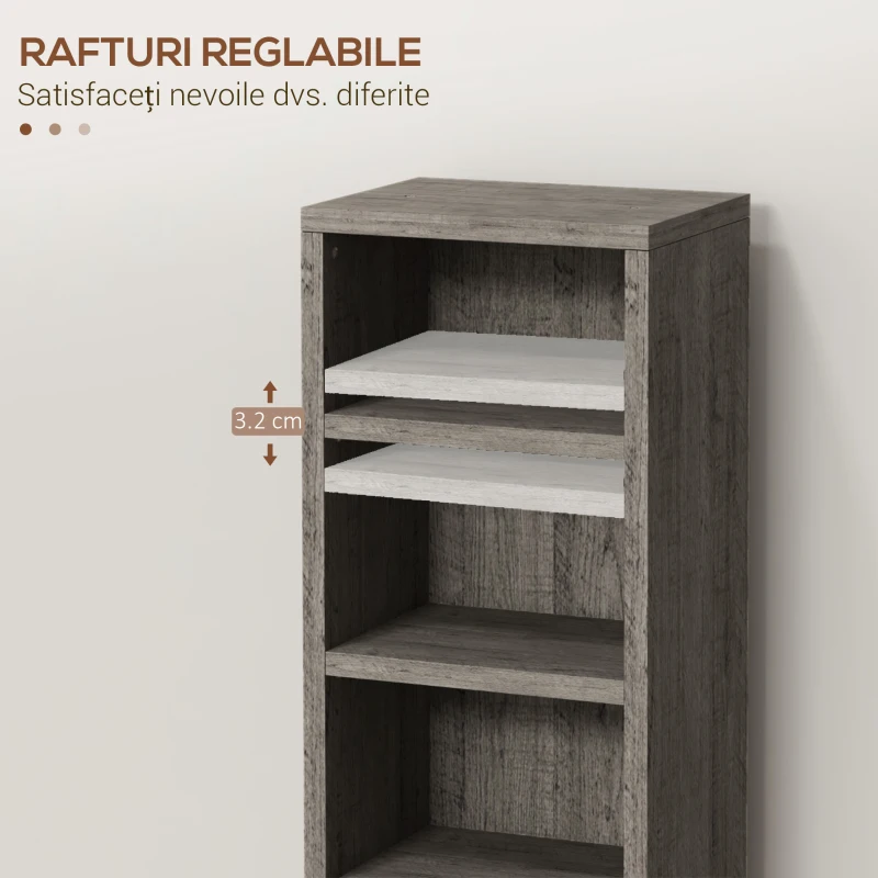 Homcom Set 2 Rafturi CD/DVD Gri inchis – 12 Rafturi, Capacitate 204 CD-uri, 21×22,5×88,5 cm(m-6)