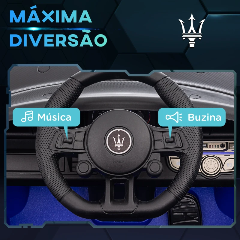 AIYAPLAY Carro Elétrico para Crianças Carro Maserati GT2 12V  com Controlo Remoto Faróis LED Buzina E Música  115x60x45 cm