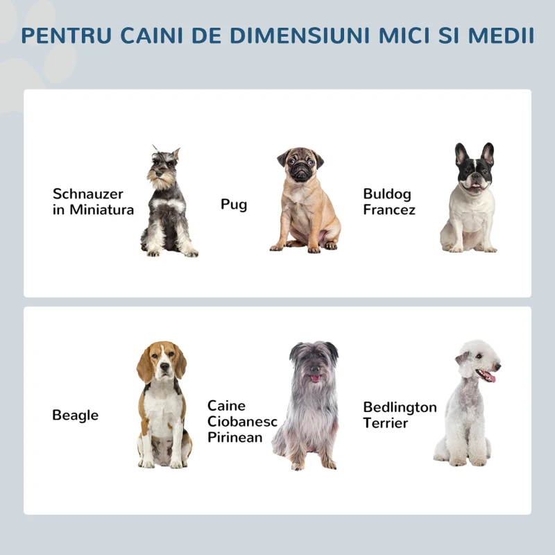 PawHut Boluri Ridicate pentru Câini, Suport pentru Boluri cu 2 Boluri din Oțel pentru Mâncare și Apă, 58,4x30,5x25,4 cm, Alb