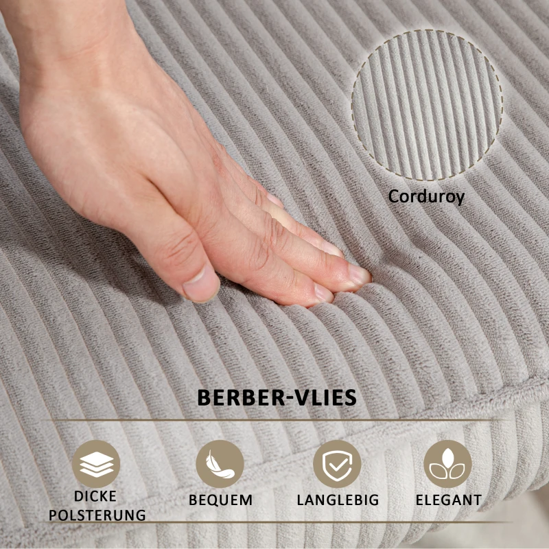 HOMCOM Vintage Schommelstoel, Gebogen Lopers, Dikke Bekleding, Beukenhout & Staal, Lichtgrijs