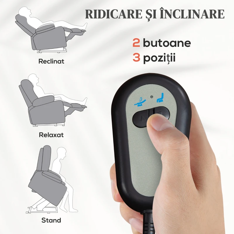 HOMCOM Fotoliu Electric, Reclinabil până la 160° cu Motor, Telecomandă și Suport pentru Picioare, 83x89x102 cm, Gri