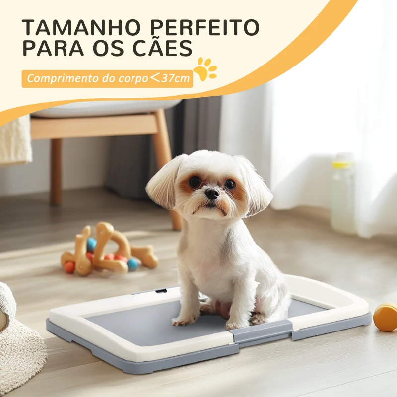 PawHut Tabuleiro para Resguardos de Cães Sanita para Cães com Bandeja para Treino em Exterior e Interior 63x48,5x6 cm Cinza