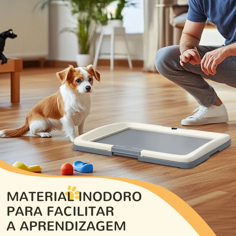 PawHut Tabuleiro para Resguardos de Cães Sanita para Cães com Bandeja para Treino em Exterior e Interior 63x48,5x6 cm Cinza