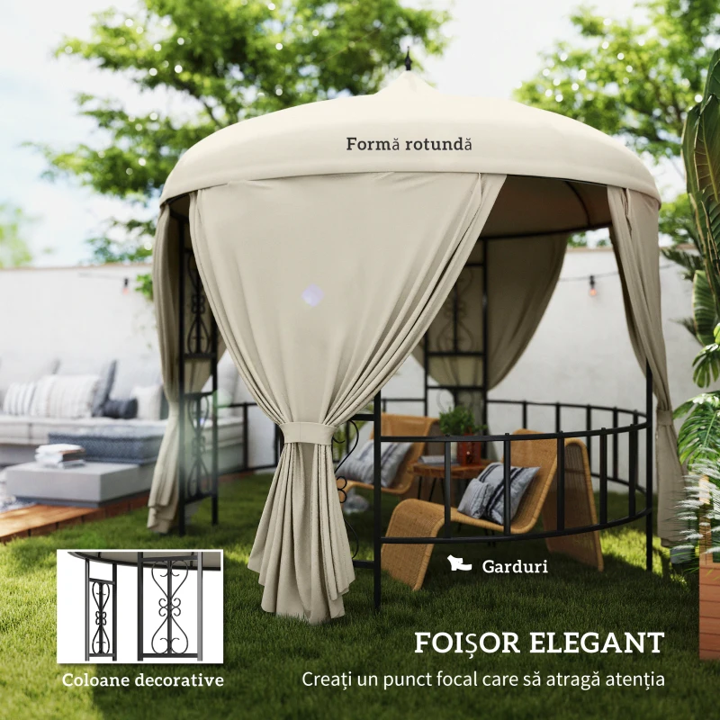 Outsunny Foisor de Gradina Rotund de 3(m), Gazebo Elegant