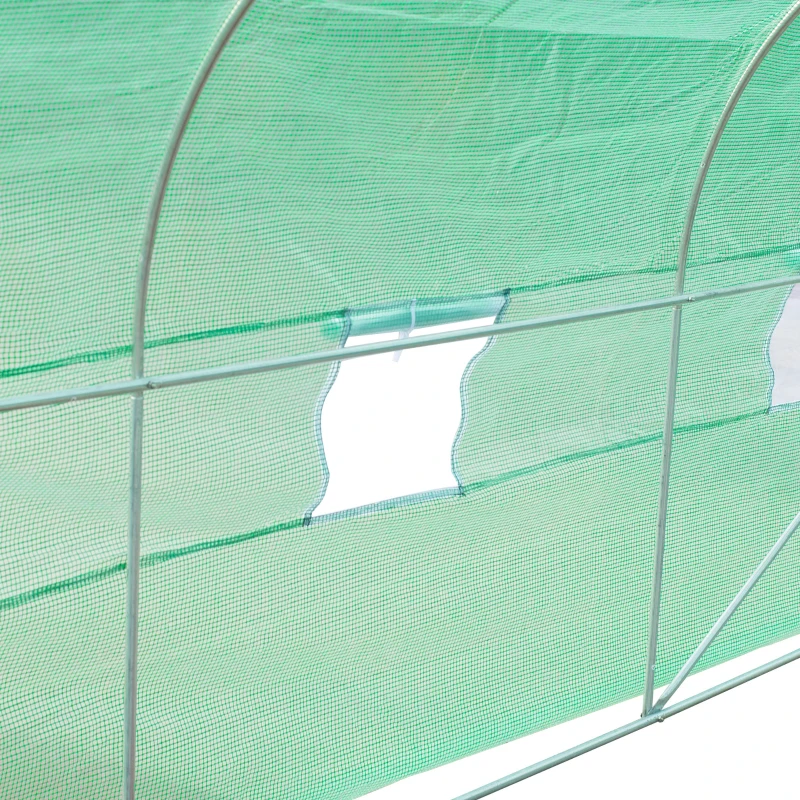 Outsunny Serra per Orto a Tunnel 4.5x3x2m con Tetto Spiovente in PE e Tubi d'Acciaio Verde Scuro