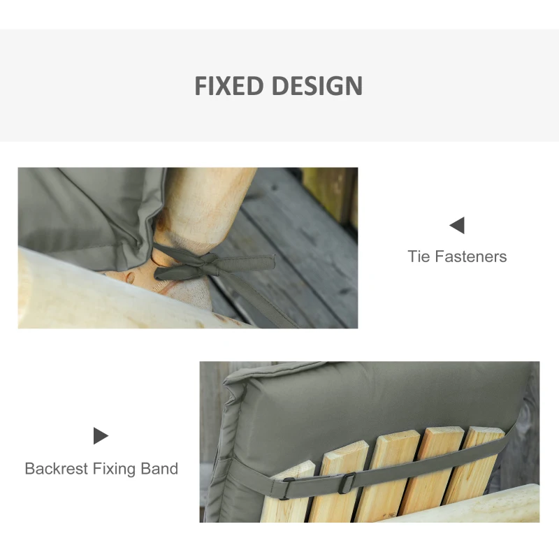 Outsunny Set 2 Cuscini da Esterno e Interno Imbottiti per Sedie a Schienale Alto in Poliestere, 50x120x9cm Grigio Scuro