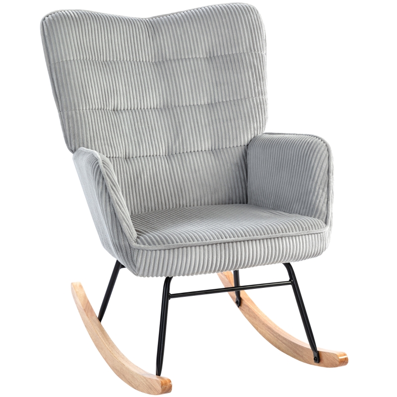 HOMCOM - Schommelstoel - met Houten Frame - Armleuningen - Crèmewit | bol