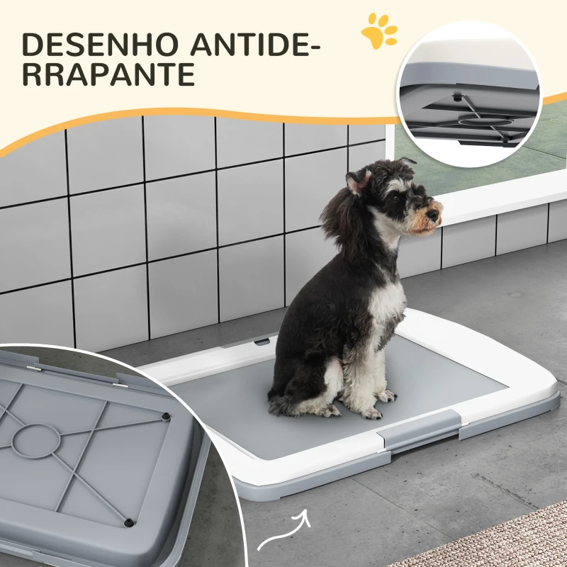 PawHut Tabuleiro para Resguardos de Cães Sanita para Cães com Bandeja para Treino em Exterior e Interior 63x48,5x6 cm Cinza