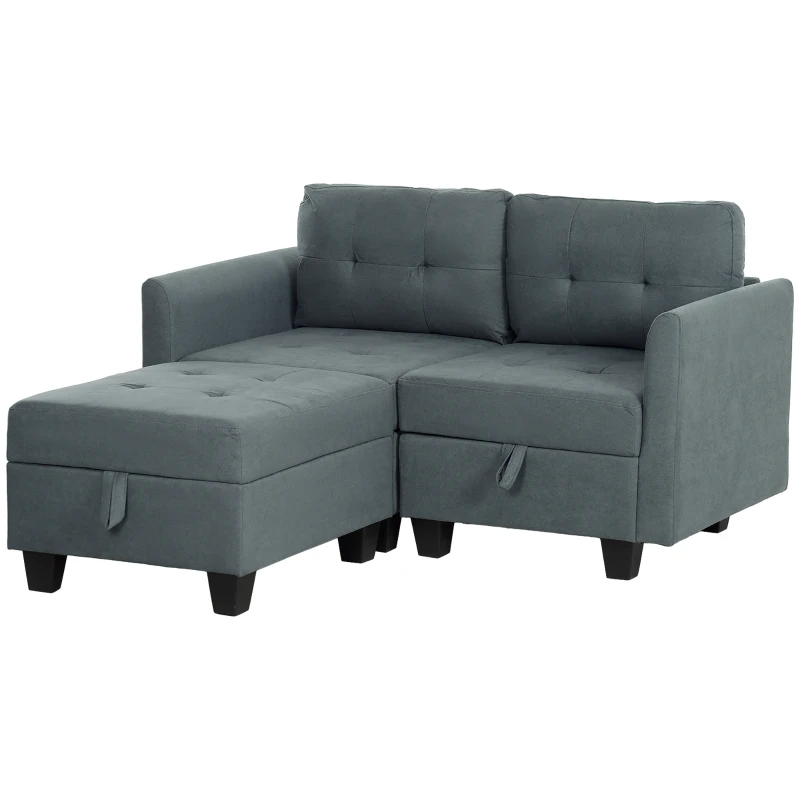HOMCOM 'L' Shape Modular Storage Sofa - Dark Grey