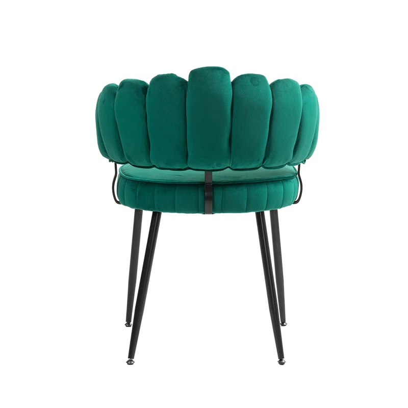 Ensemble de 2 chaises en velours avec dossier rond, pour salle à manger, salon ou chambre, Émeraude