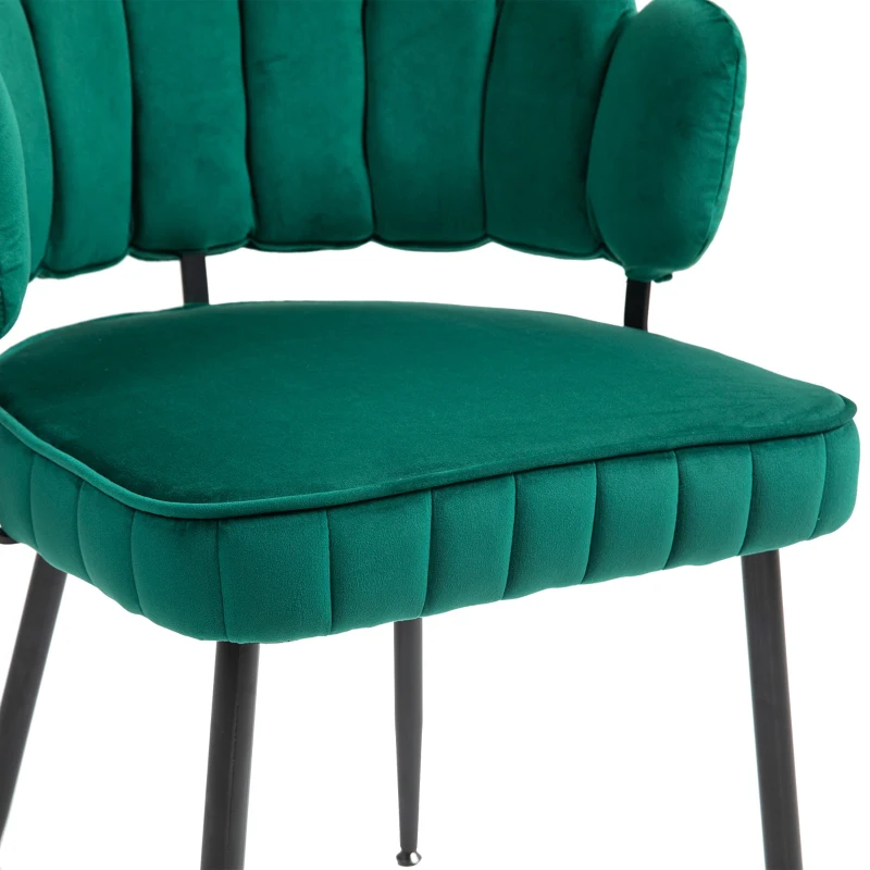 Ensemble de 2 chaises en velours avec dossier rond, pour salle à manger, salon ou chambre, Émeraude
