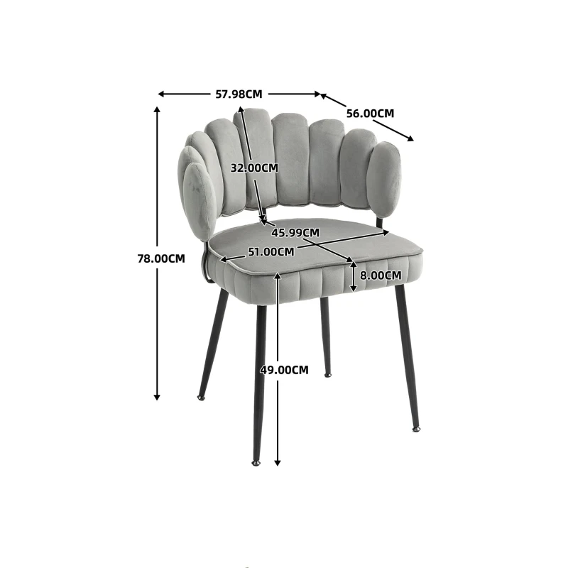 Set aus 2 Samt Esszimmerstuhl mit runder Rückenlehne, gehören für Esszimmer, Wohnzimmer en Büro,  Grau