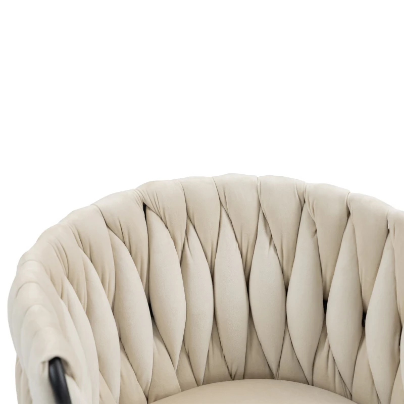 Samtweicher Bürostuhl, 360° drehbar,  Höhenverstellbar, Beige