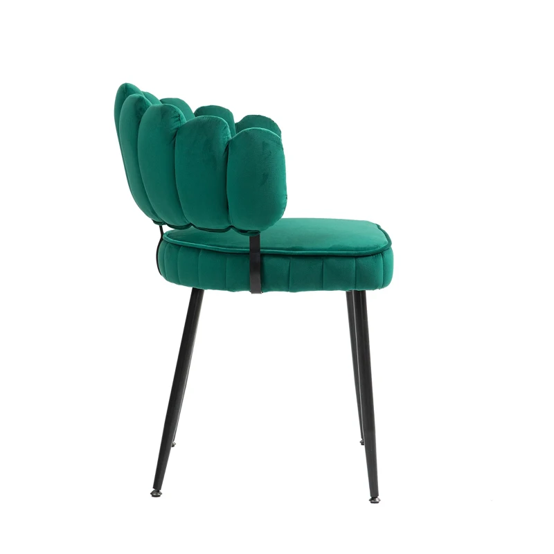Ensemble de 2 chaises en velours avec dossier rond, pour salle à manger, salon ou chambre, Émeraude
