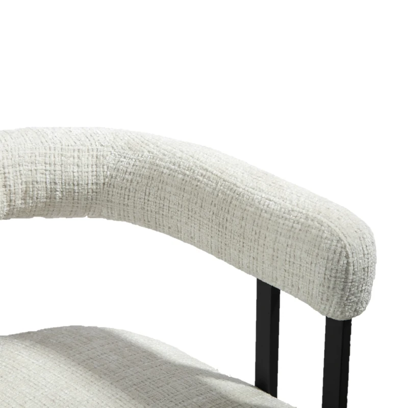 Set aus 2 Chenille Esszimmerstuhl mit runder Rückenlehne, Beige