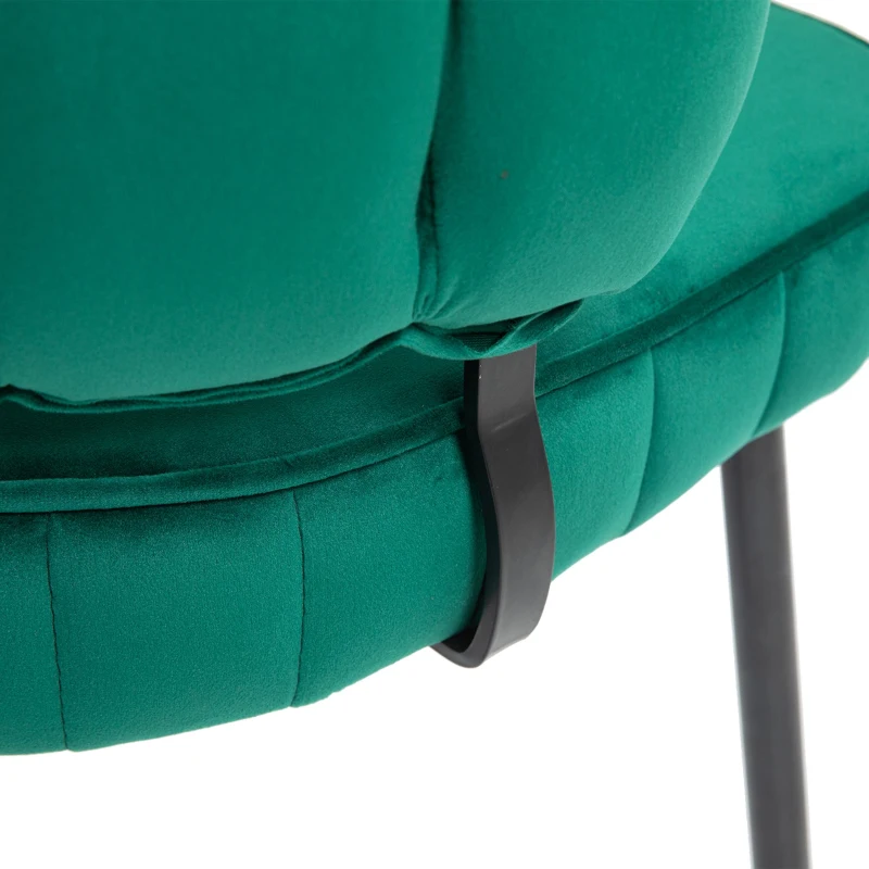 Ensemble de 2 chaises en velours avec dossier rond, pour salle à manger, salon ou chambre, Émeraude
