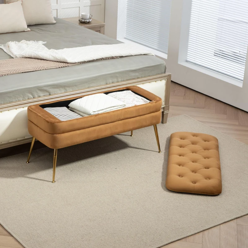 Panca con vano contenitore, poggiapiedi per camera da letto, soggiorno, ingresso, Caffè