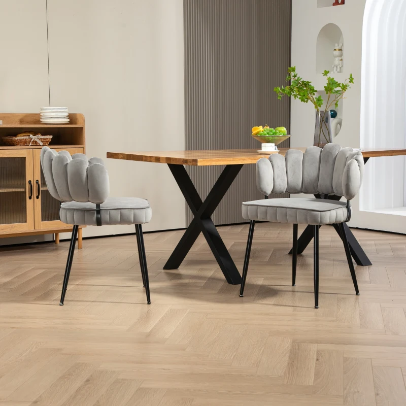 Set aus 2 Samt Esszimmerstuhl mit runder Rückenlehne, gehören für Esszimmer, Wohnzimmer en Büro,  Grau