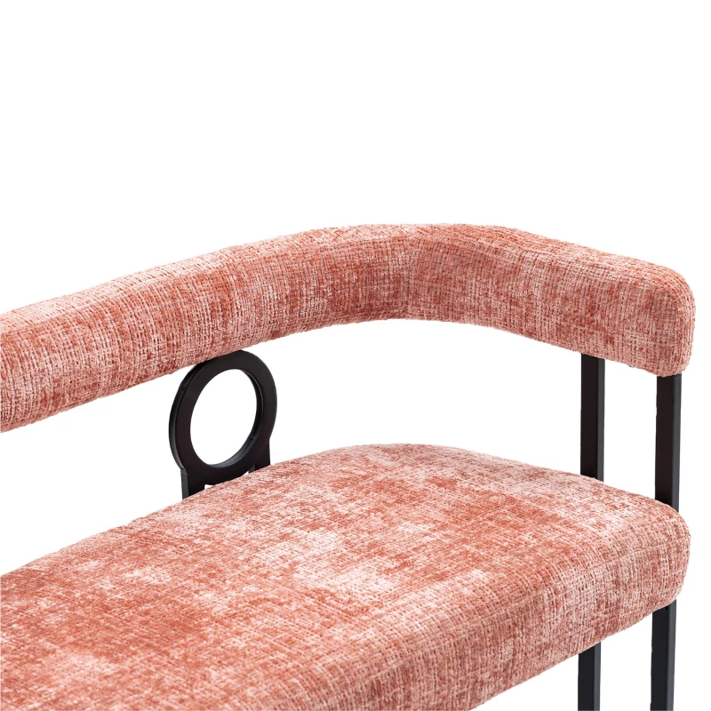 Divanetto con schienale arrotondato in Chenille, design moderno, Rosa