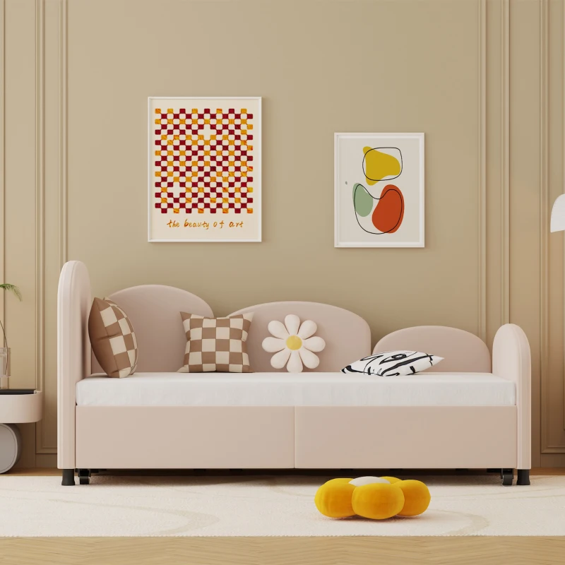 Lit de jour avec tiroirs, pour chambre d'enfant et salon, 90x200 cm, Rose