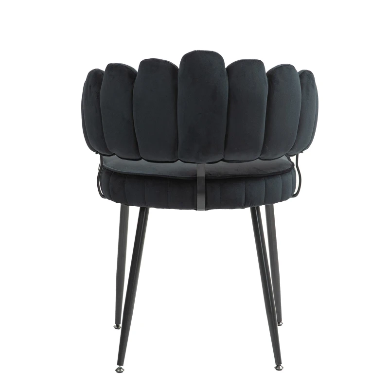 Set aus 2  Samt Esszimmerstuhl mit runder Rückenlehne, gehören für Esszimmer, Wohnzimmer en Büro, Schwarz