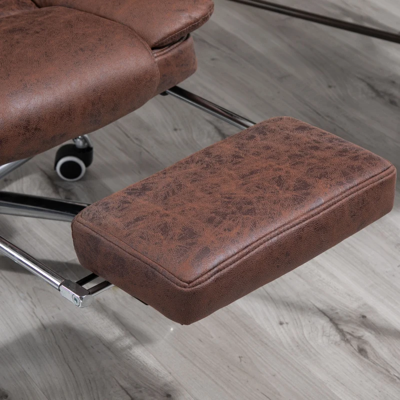 Vinsetto Home Office Chair Microfibre Desk Chair with Reclining Function Armrests Swivel Wheels Footrest Brown