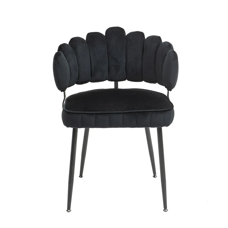 Set aus 2  Samt Esszimmerstuhl mit runder Rückenlehne, gehören für Esszimmer, Wohnzimmer en Büro, Schwarz