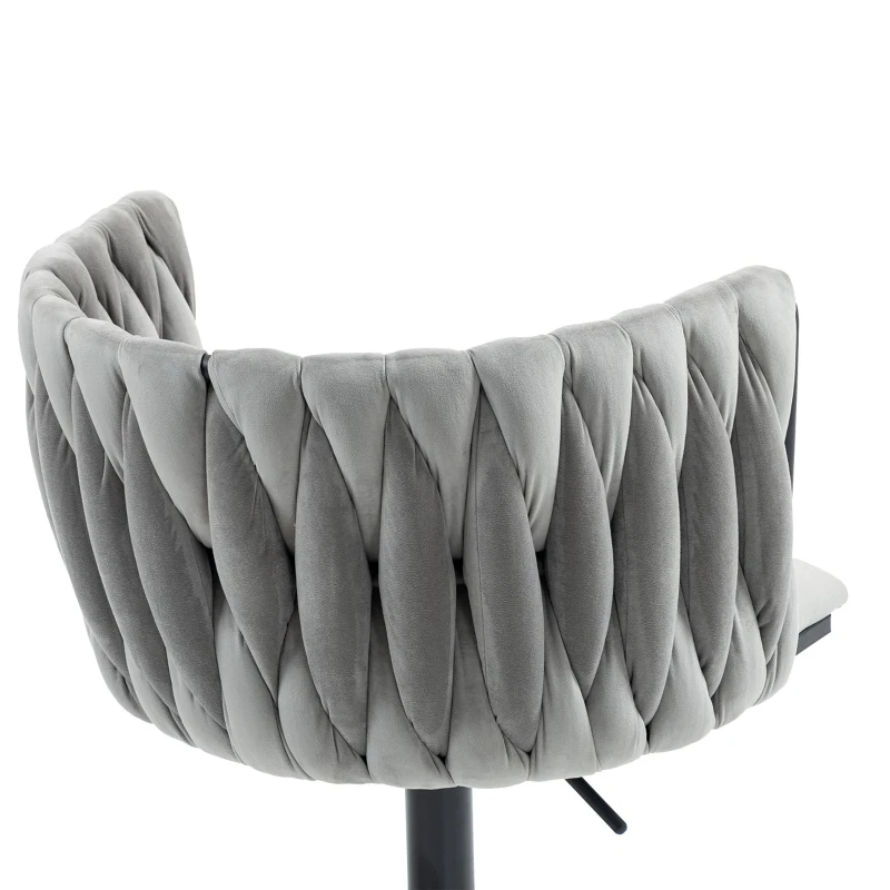 Samtweicher Bürostuhl, 360° drehbar,  Höhenverstellbar, Grau