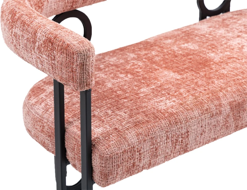 Doppelsofa mit abgerundeter Rückenlehne,Chenille-Stoff, modernes Design, Rosa