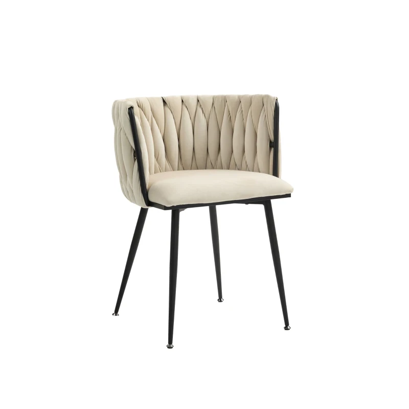 Ensemble de chaises de salle à manger modernes en velours luxueux,pour salle à manger, salon et chambre à coucher (lot de 2), Beige