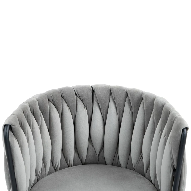 Samtweicher Bürostuhl, 360° drehbar,  Höhenverstellbar, Grau