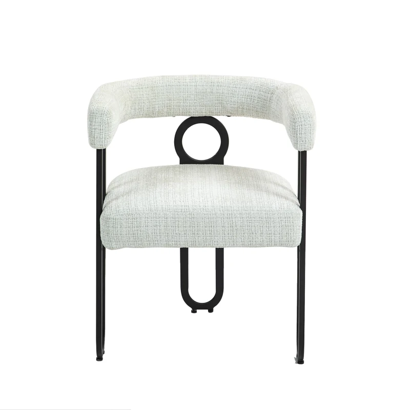 Set aus 2 Chenille Esszimmerstuhl mit runder Rückenlehne, Beige