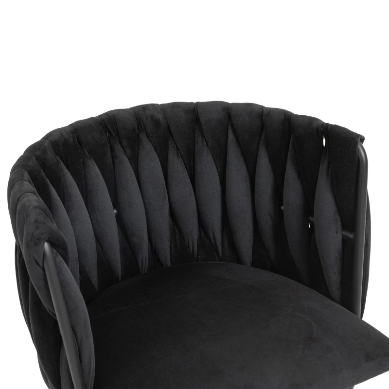 Set aus 2 Modernes luxuriöses Samt-Esszimmerstuhl, für Esszimmer, Wohnzimmer und Schlafzimmer, Schwarz