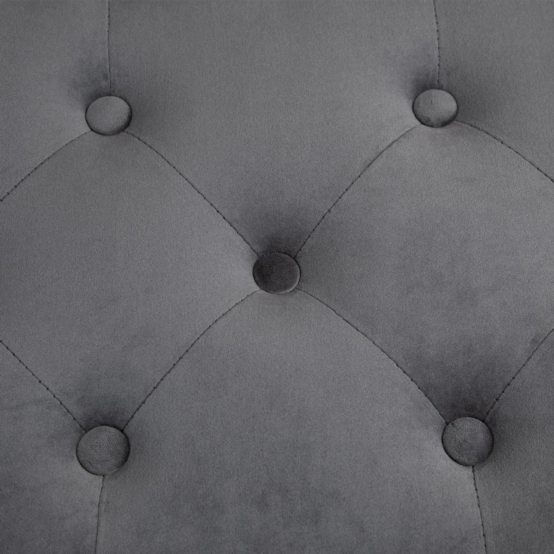 Banc de rangement en velours rembourré, grand espace de rangement, Gris foncé