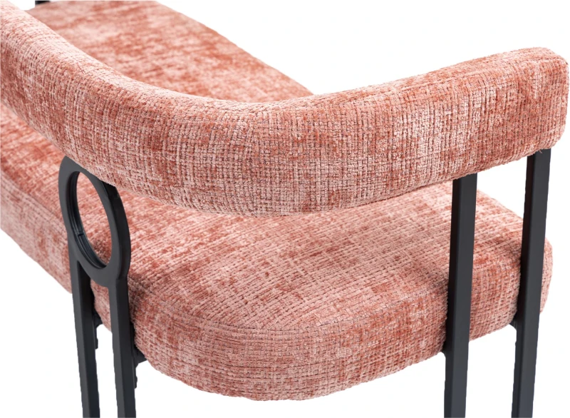 Divanetto con schienale arrotondato in Chenille, design moderno, Rosa