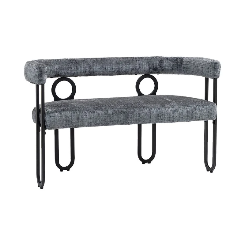 Doppelsofa mit abgerundeter Rückenlehne,Chenille-Stoff, modernes Design, Grau