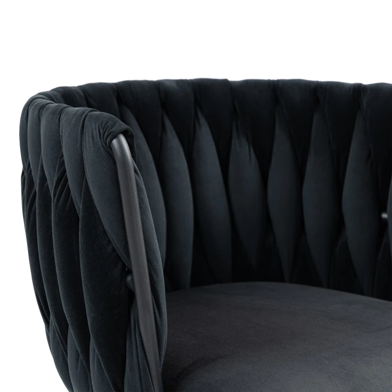 Sedia da Ufficio Morbida in Velluto per Trucco, Poltrona da Soggiorno Girevole ed Ergonomica,Regolabile in Altezza,Nero