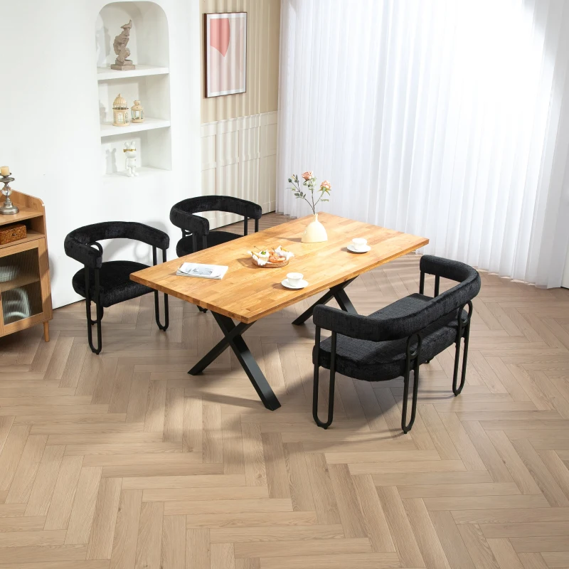 Doppelsofa mit abgerundeter Rückenlehne, Chenille-Stoff, modernes Design, Schwarz
