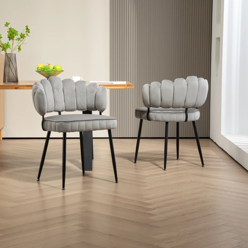 Set aus 2 Samt Esszimmerstuhl mit runder Rückenlehne, gehören für Esszimmer, Wohnzimmer en Büro,  Grau