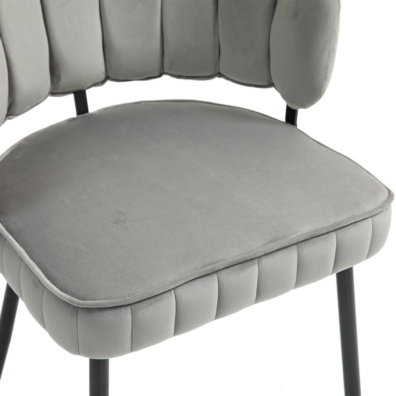 Set aus 2 Samt Esszimmerstuhl mit runder Rückenlehne, gehören für Esszimmer, Wohnzimmer en Büro,  Grau