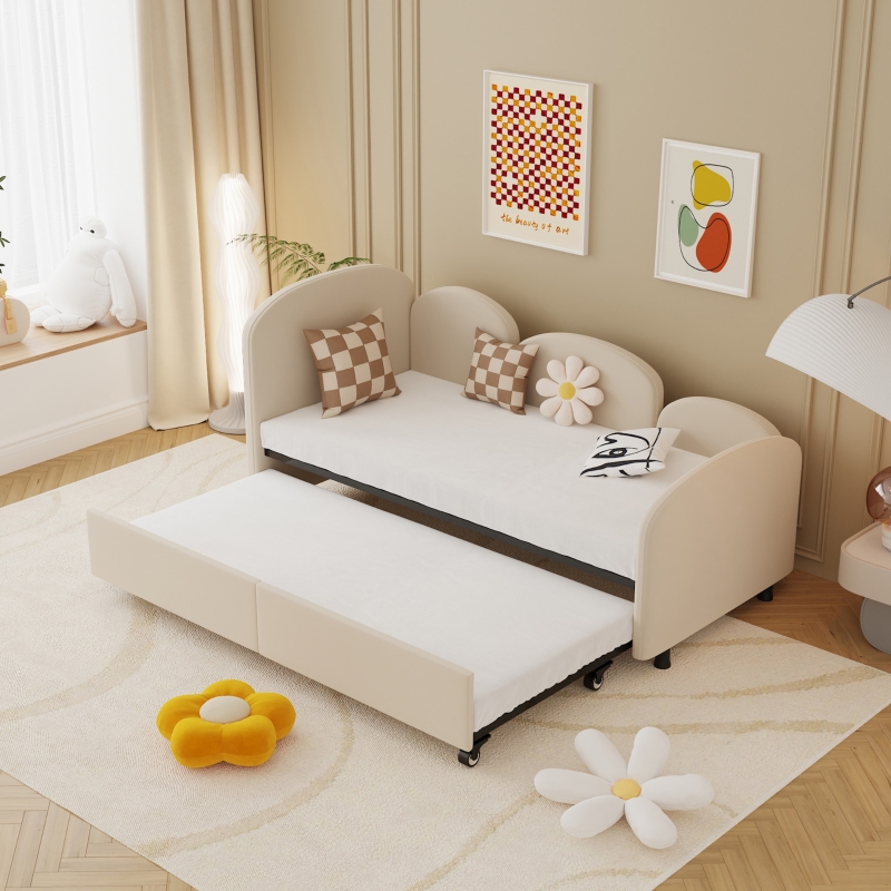 Sofa Bett Blumenform Beige 90x200 cm