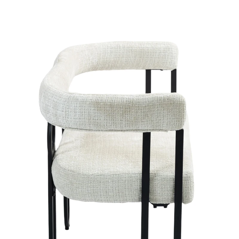 Sofá doble con respaldo redondeado, tela de chenilla, diseño moderno, Beige